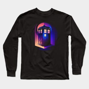 Synthwave Tardis Long Sleeve T-Shirt